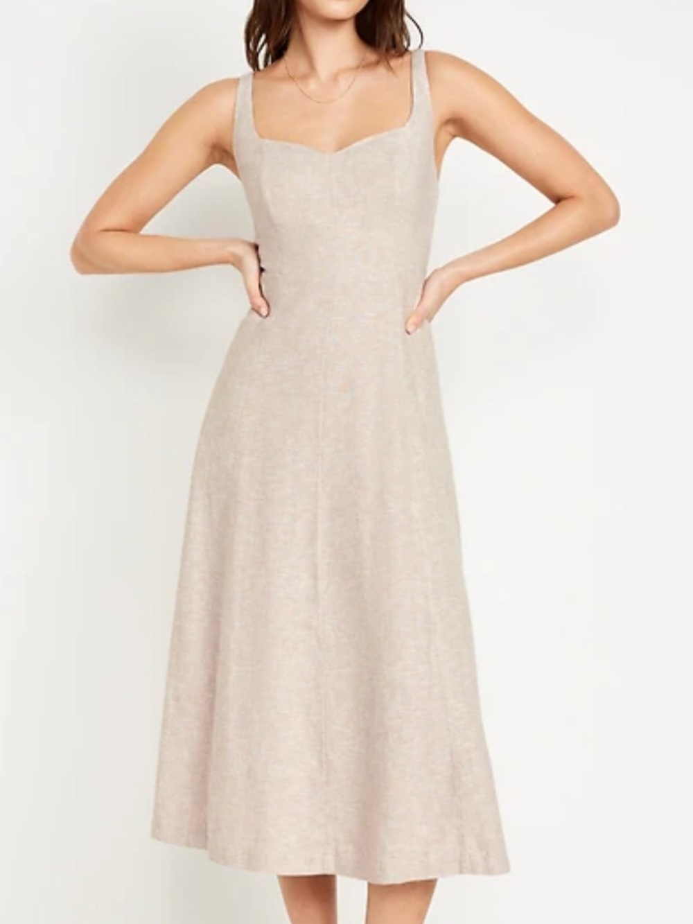Old Navy Sleeveless Flax Linen Blend Square-Neck Midi Dress. Size Small. NWT.